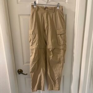 REI Sahara Convertible Cargo Hiking Pants Mens 32x32 Tan Khaki ZipOff Shorts EUC